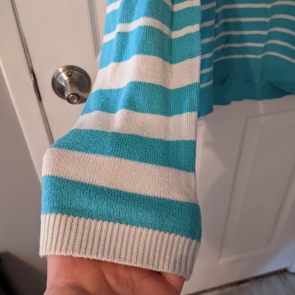 Express Long Sleeve Blue and White Striped Cotton Blend Sweater Top Size Small - Picture 4 of 5